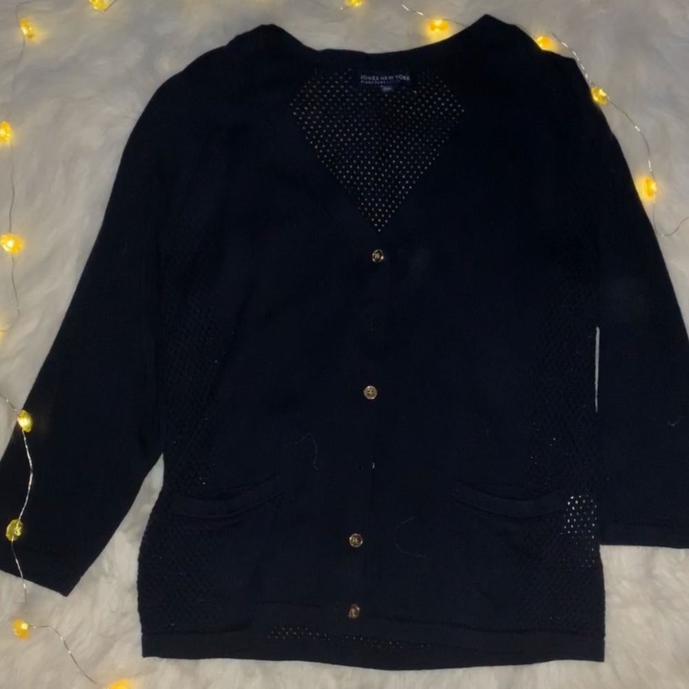 Blue blazer with gold buttons